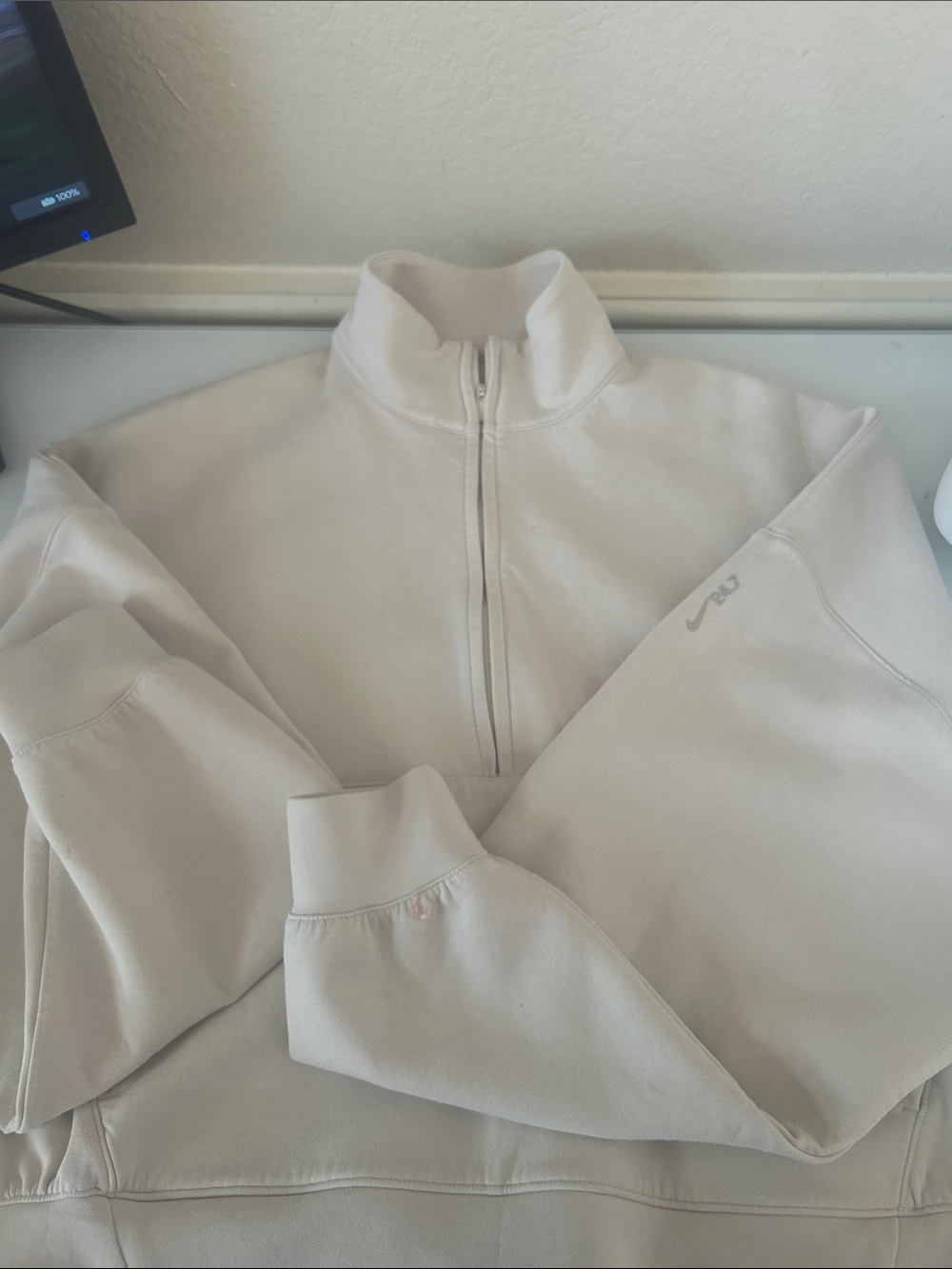 Nike Half-Zip Pullover Jacket in Light Beige